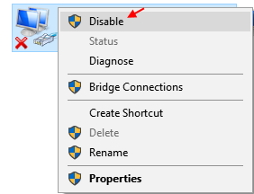 Disable Enable Network Windows 10