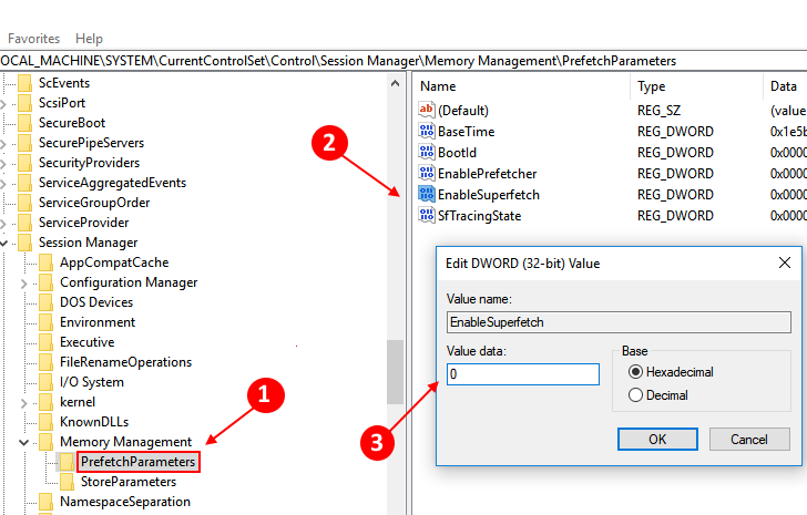 Disable Superfetch Registry Windows 10