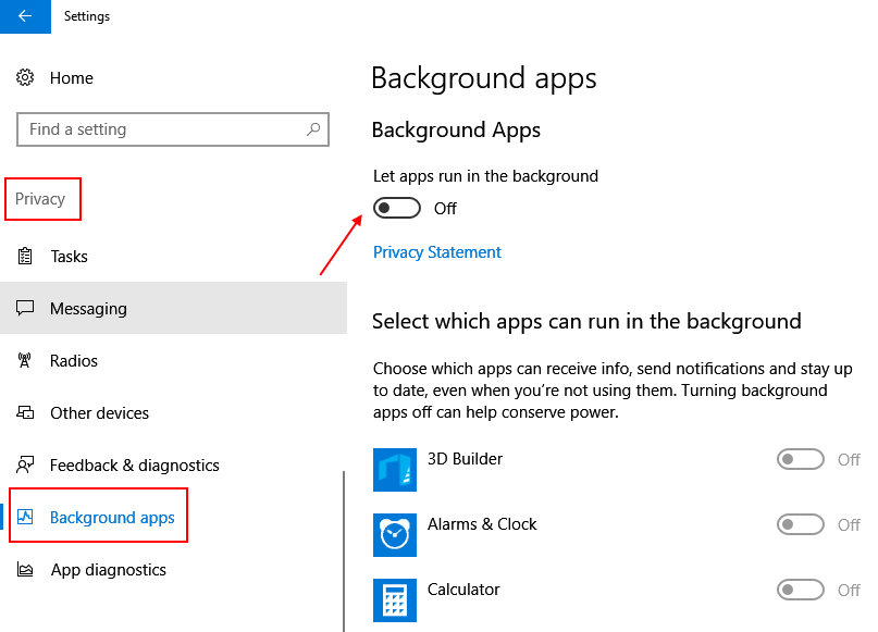 Turn Off Background Apps Windows 10 High Disk Fix