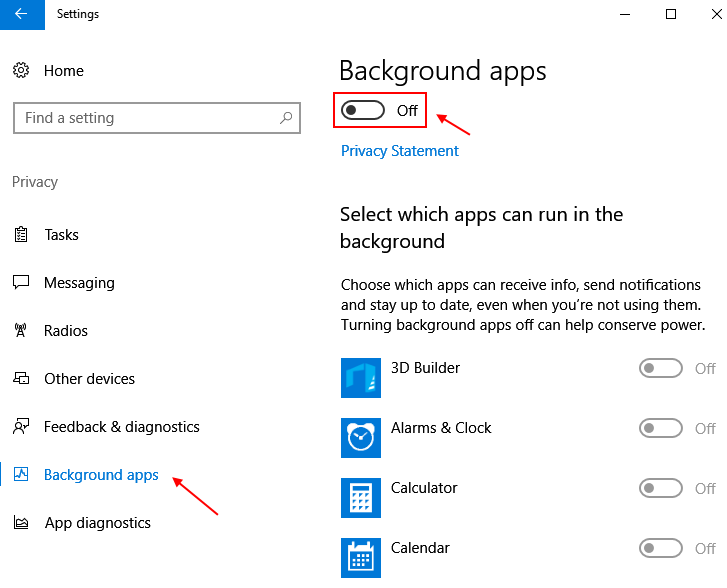 Turn Off Background Apps Windows 10