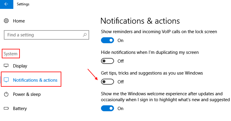 Turn Off Windows Tips Suggestions