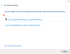 troubleshooting as admin