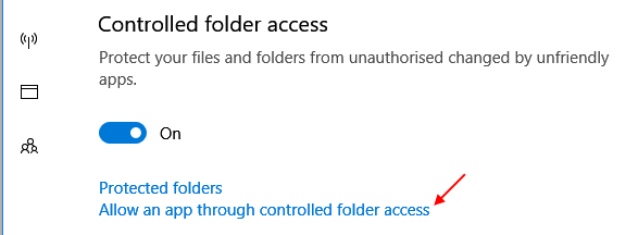 Allow App Protected Folder Windows 10 Controlled Folder Access 2