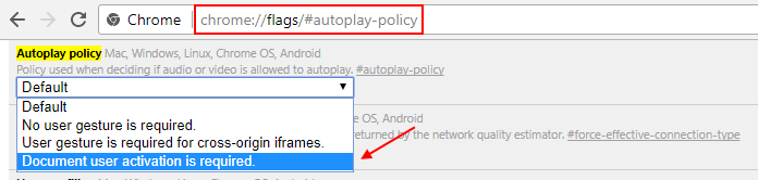 Chrome auto play video Policy