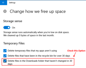 delete files downloads folder auto 30 days windows 10