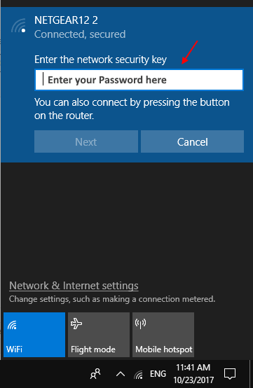 Enter Password Wifi Windows 10
