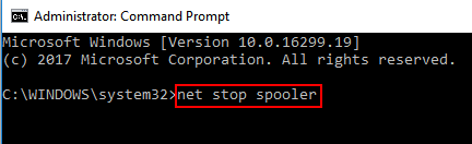 Net Stop Spooler Windows 10 Cmd