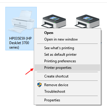 Printer Properties Windows 10