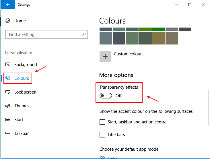 Transparency Effects Windows 10