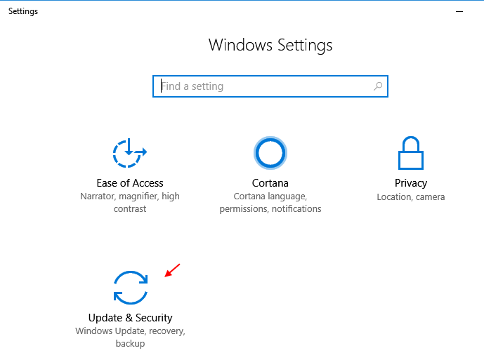 Settings Update Security Windows 10