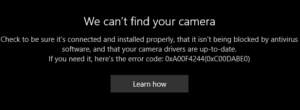 FIX We Can Not Find Your Camera 0xA00F4244 In Windows 10 solution