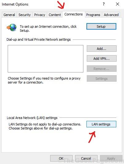 Connections Lan Settings