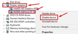 Disable Graphics Card