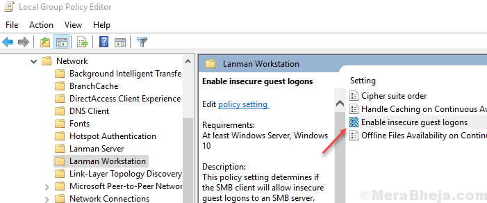 Enable Insecure Guest Logons