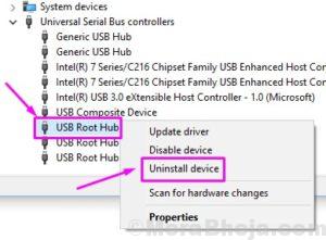 Usb Root Hub Uninstall Device