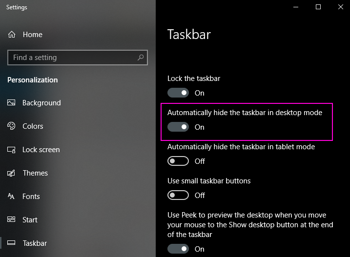 Auto Hide Taskbar