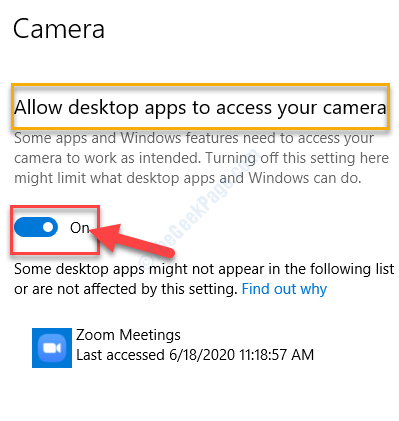 Camera Desktop App Permission