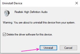 Confirm Uninstall Sound Driver