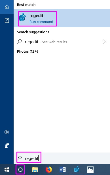 Cortana Regedit