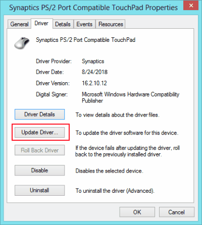 Driver Update Touchpad Scroll Not Working