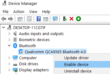 Enable Bluetooth Device Manager Min
