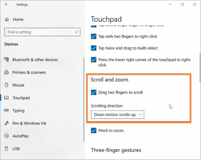 touchpad 2 finger scroll not working windows 11