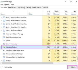 explorer restart