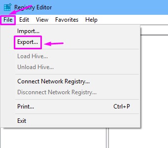 Export Registry Editor