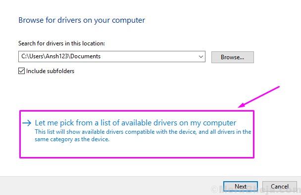 Let Me Pick From A List Of Available Drivers On My Computer