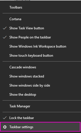 Taskbar Settings