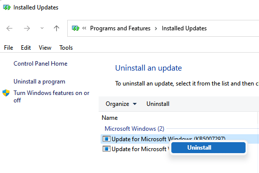 Uninstall Windows Updates Min