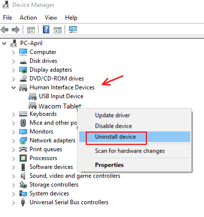Uninstall Driver 2 Wacom Pen Not Working Windows 10