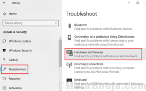 Hardware and devices troubleshooter 1