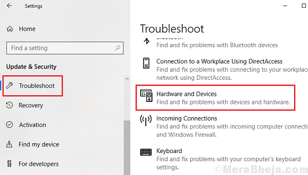 Hardware And Devices Troubleshooter