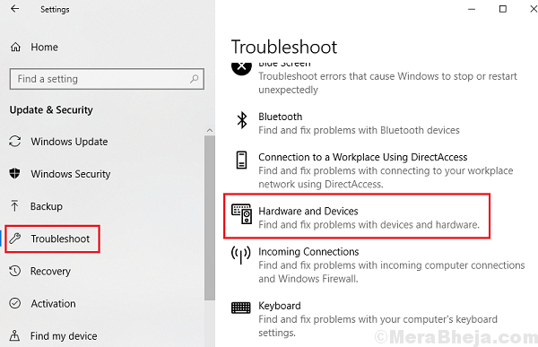 Hardware And Devices Troubleshooter