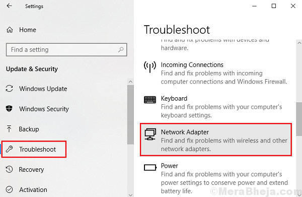Network Adapter Troubleshooter