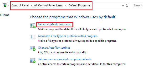 Set your default program