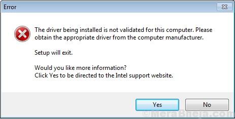 The Driver Being Installed Is Not Validated For This Computer