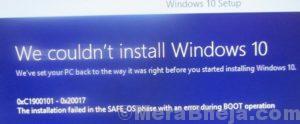 We Couldn’t Install Or Update Windows 10 – 0xc1900101 Error