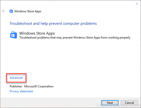 Windows Store Troubleshooter Advanced