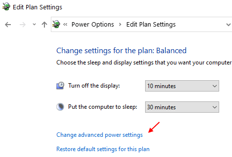 Change Advanced Power Settings Min