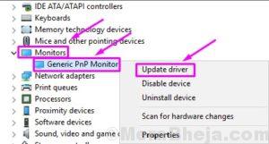Update Driver Generic Pnp Monitor