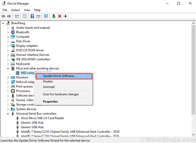 Update Mouse Drivers In Device Manager
