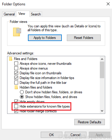 Hide Extensions For Known File Types