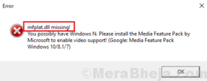 Mfplat.dll missing on Windows 10