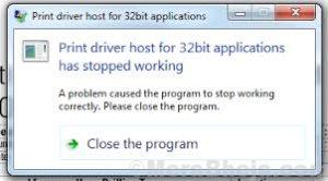 Print Driver Host For 32bit Applications Has Stopped Working.