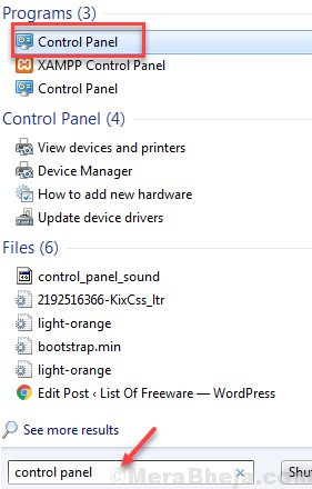 Control Panel Search