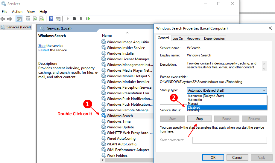 Windows modules. Отключение Windows search. Windows search отключить Windows 10. WSEARCH что это. WSEARCH что это за служба.