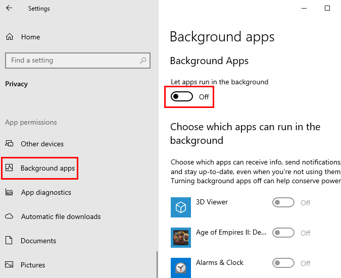Turn Off Background Apps