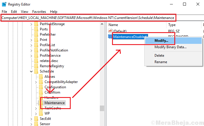 Disable Automatic Maintenance Through Registry Editor